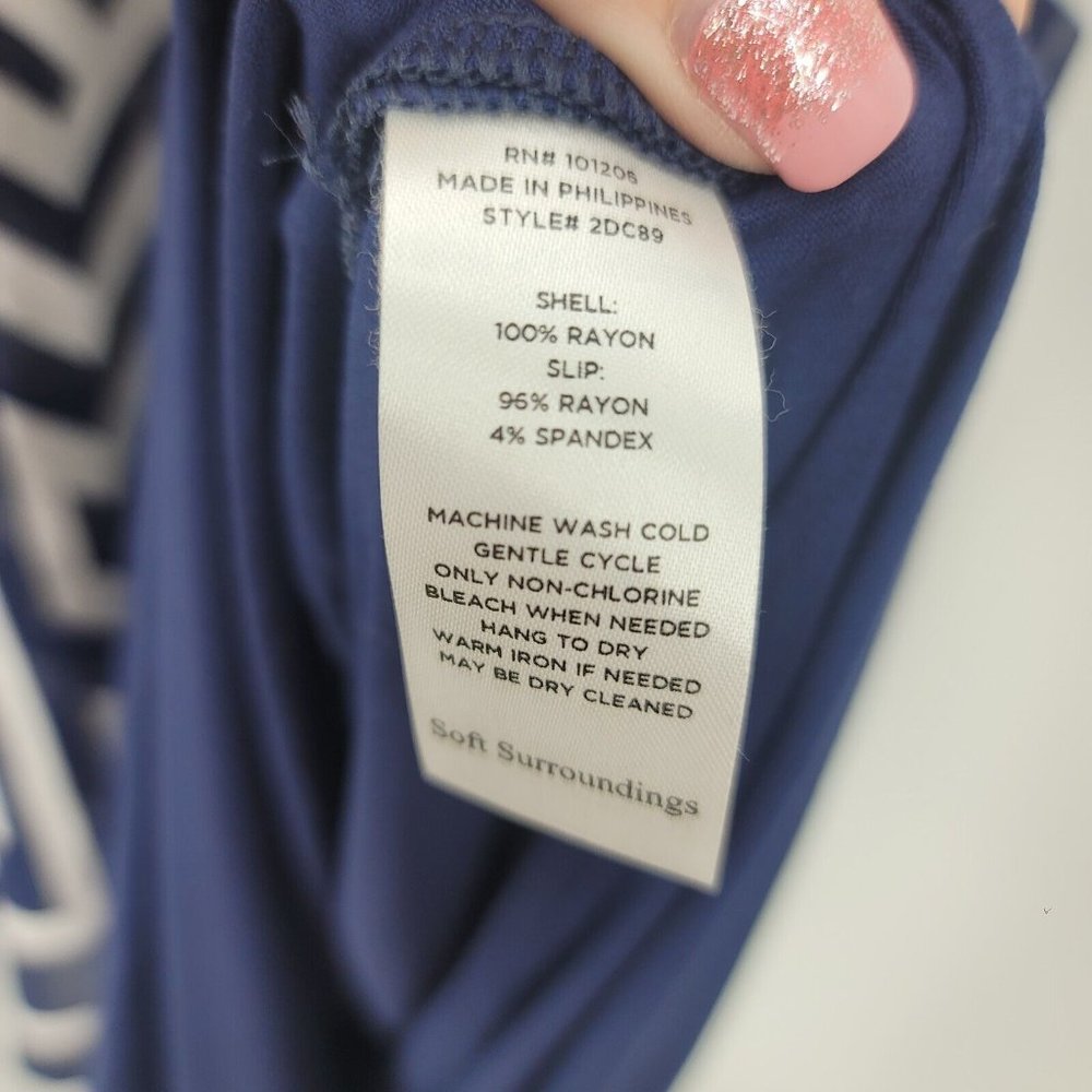 Soft Surroundings Deco Nautical Maxi Dress Blue White Stripe Size Medium NEW - Picture 10 of 10